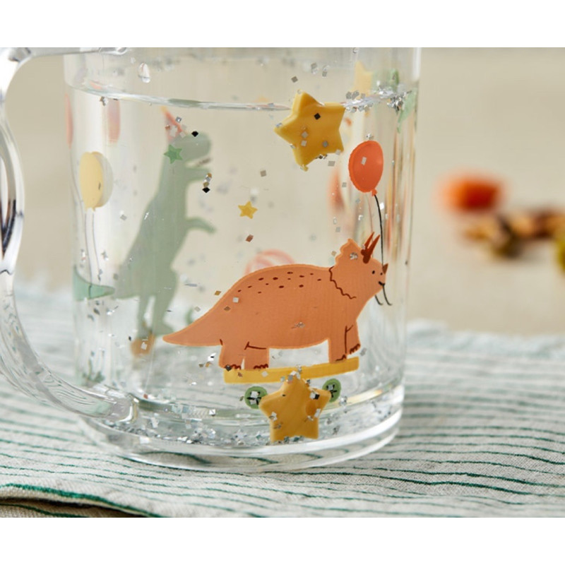 Пластиковая кружка с водой и блесками Party Dino