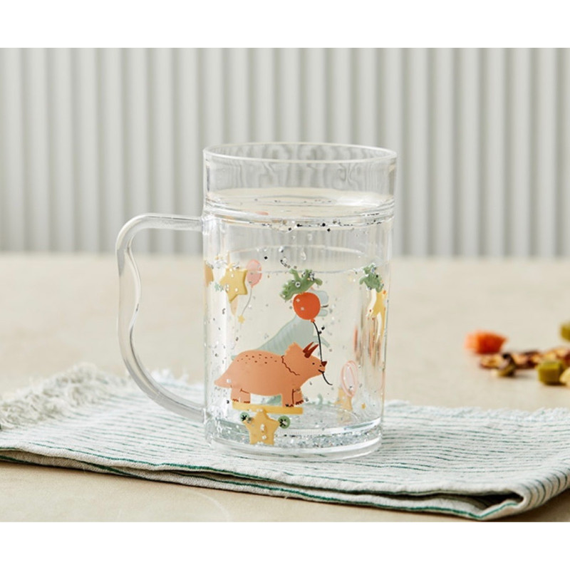 Пластиковая кружка с водой и блесками Party Dino